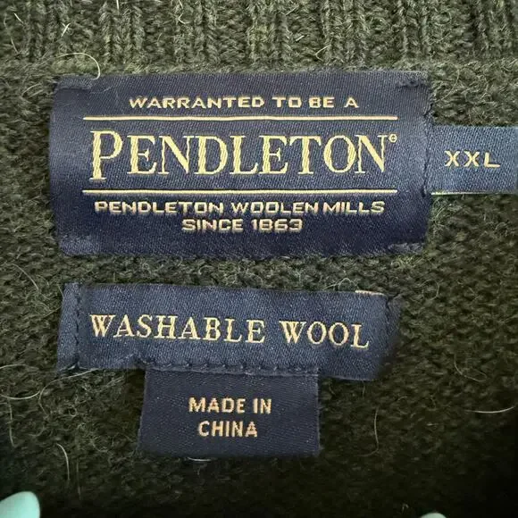 PENDLETON | Hunter Green Shetland Wool Crew Neck Sweater | 2XL - Picture 4 of 4